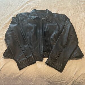 Valerie Stevens Black Leather Zip Jacket